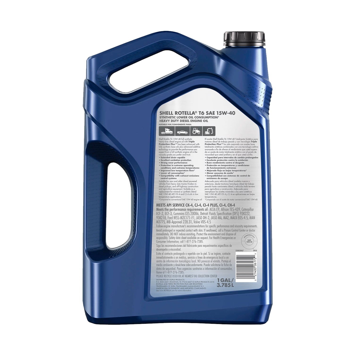 Shell Rotella T6 Full Synthetic 15W-40 Diesel Engine Oil, 1 Gallon – Bild 2