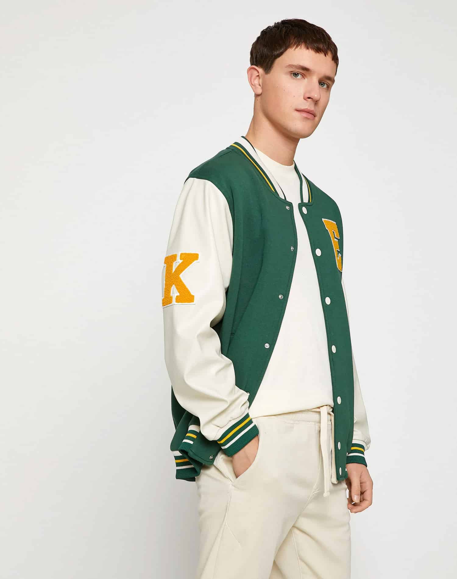 Oversize Bomber College Jacket Printed Fleece Inside – Bild 4